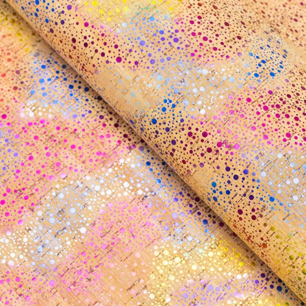 Rainbow Multi Color Cork Fabric