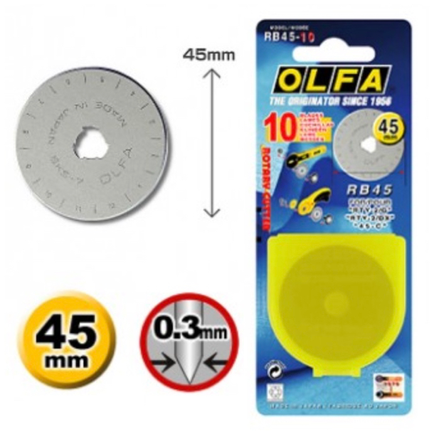OLFA Klinge til rullesk�rer 45mm, 10 stk 