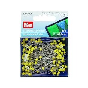 Knappenle med gult glas hoved, 43mm lange