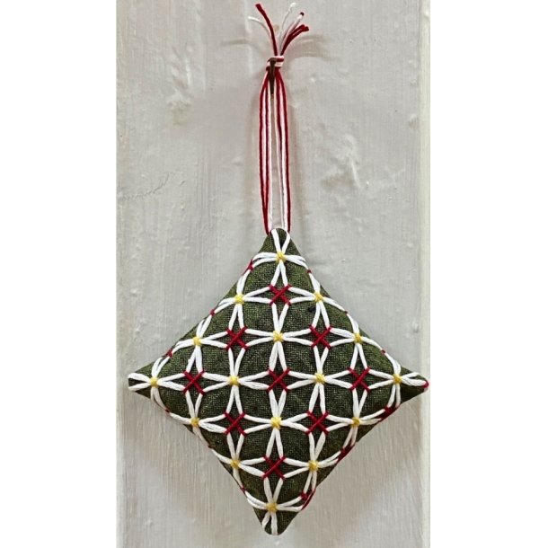 Sashiko Christmas Decoration Kit - Hitomezashi s�t med 5