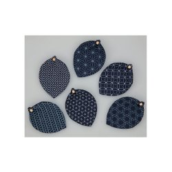 Six Coasters shaped like leaves, Navy