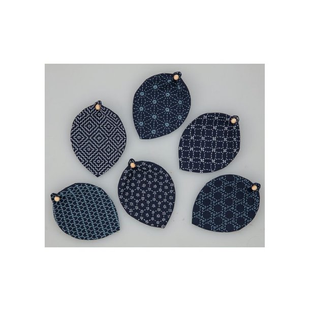Six Coasters shaped like leaves, Navy