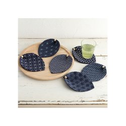 Six Coasters shaped like leaves, Navy