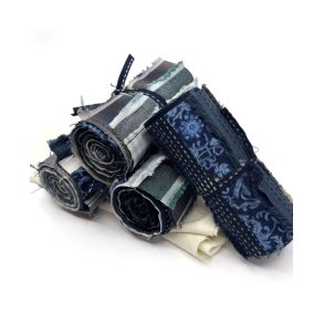 Garn Farvet Sakizome Bomulds Stof Rulle Bl�